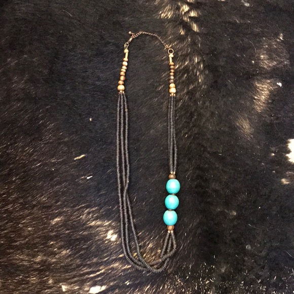 Wood & Metal Turquoise Necklace 💙🌵💙 - Picture 5 of 5